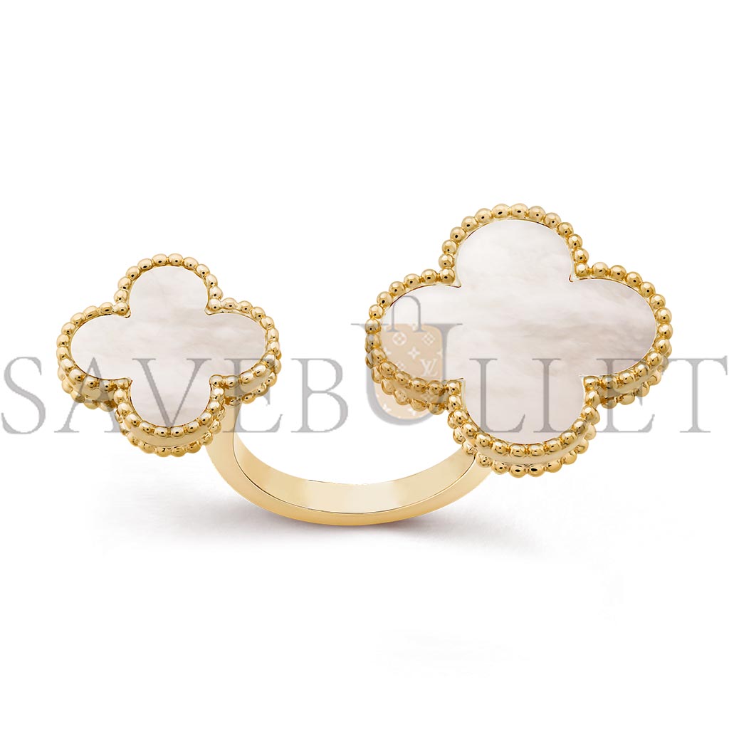 V*N CL*F  arpels magic alhambra between the finger ring - yellow gold, mother-of-pearl  vcarn05500